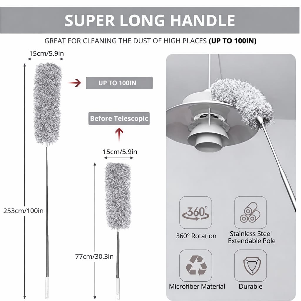 Microfiber Feather Duster Bendable and Extendable